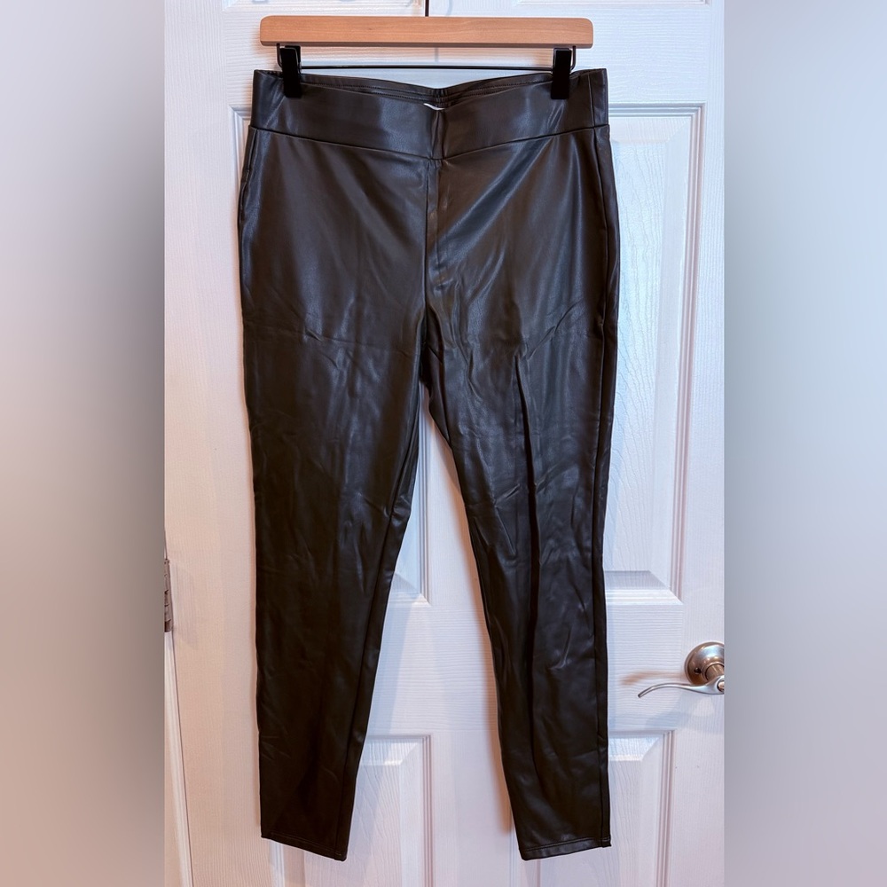 LOFT Olive Faux Leather Trousers